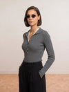 High Neck Snap Button Knit Sweater