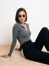 High Neck Snap Button Knit Sweater