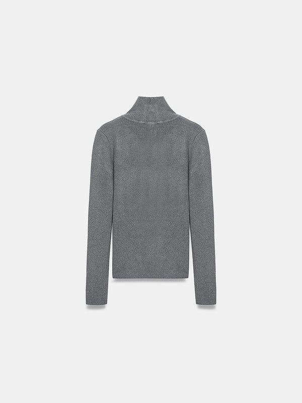 High Neck Snap Button Knit Sweater