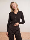 High Neck Snap Button Knit Sweater