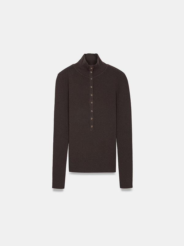 High Neck Snap Button Knit Sweater