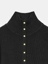 High Neck Snap Button Knit Sweater
