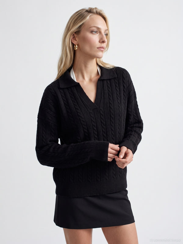 Cable Knit Collar Sweater