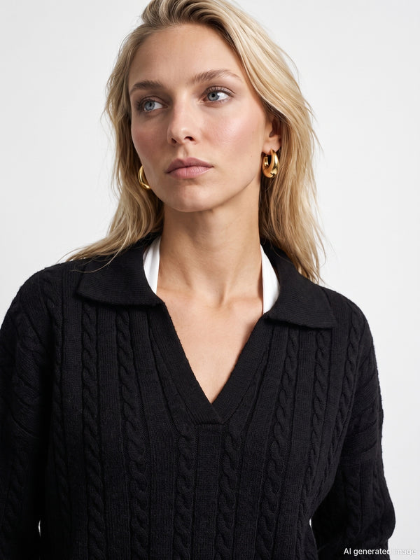 Cable Knit Collar Sweater