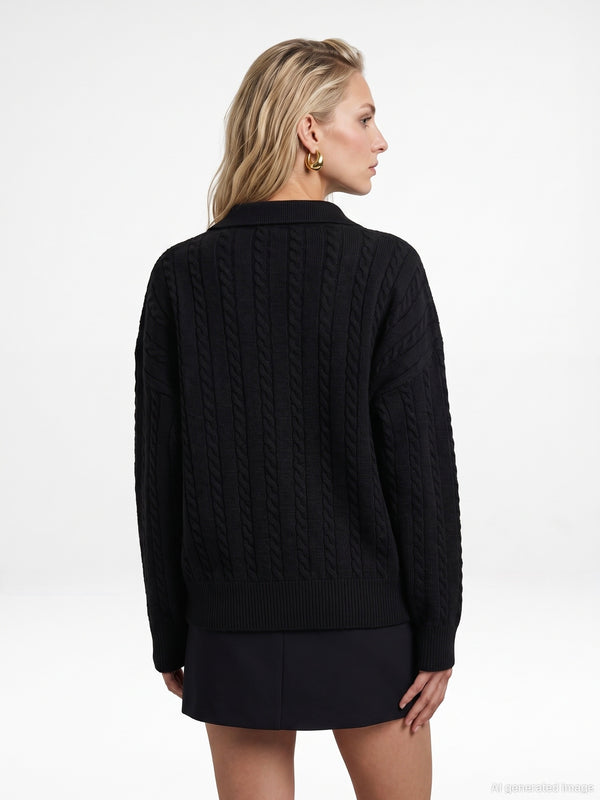 Cable Knit Collar Sweater