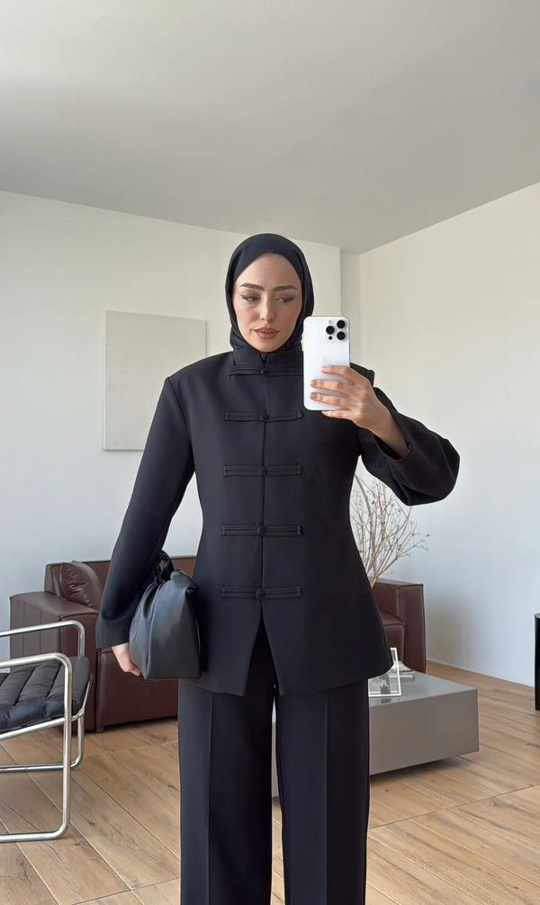طقم القصة الصينية - اسود ⚫️