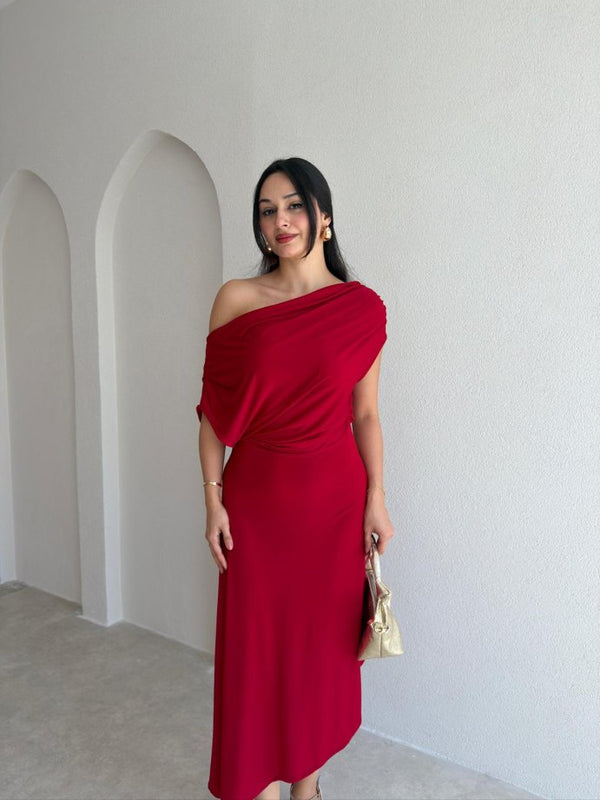 فستان قماش off shoulder