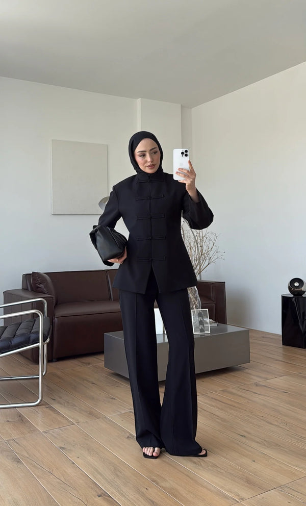 طقم القصة الصينية - اسود ⚫️