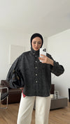 قميص اسود  Snap Polka Dot كاجول