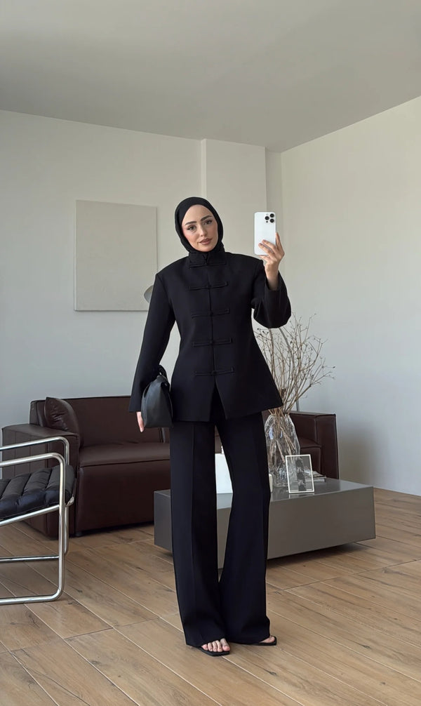 طقم القصة الصينية - اسود ⚫️