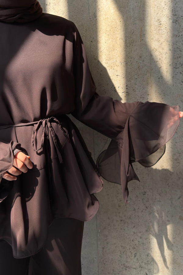 Zeena chiffon set بني