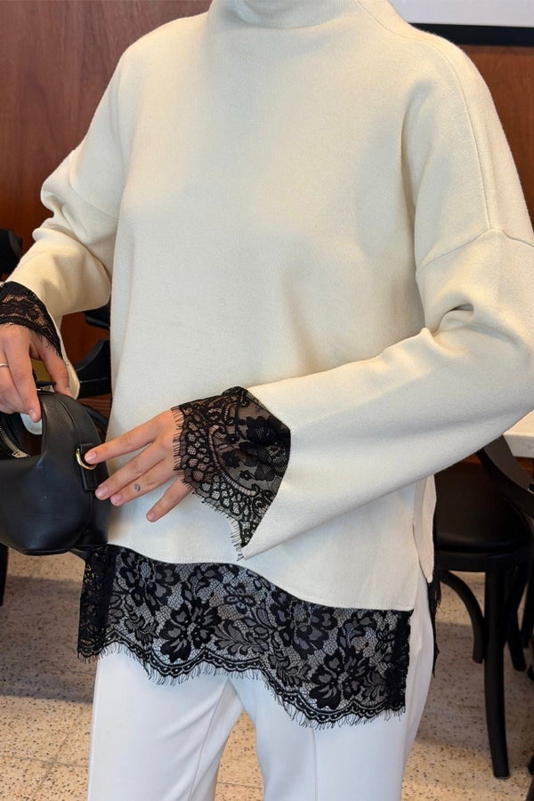 Lace Detail Knit Top