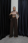 بنطلون بني Classic Pleated Elegance