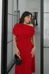 فستان كلاسيكي انيق off shoulder
