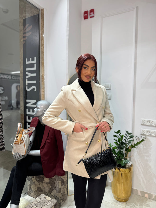 جكيت جوخ ربط ازرار ذهبية بيج فاتح