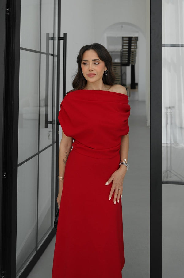 فستان كلاسيكي انيق off shoulder