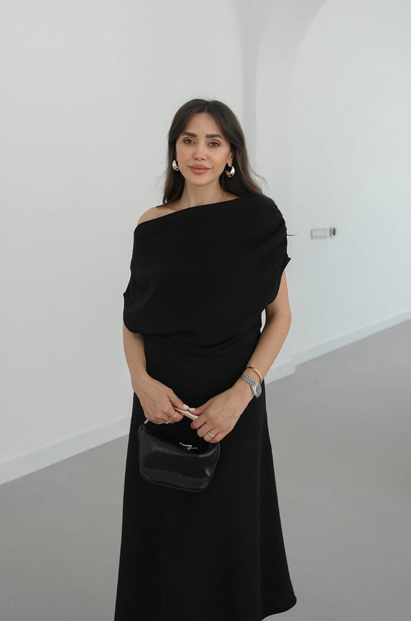 فستان كلاسيكي انيق off shoulder