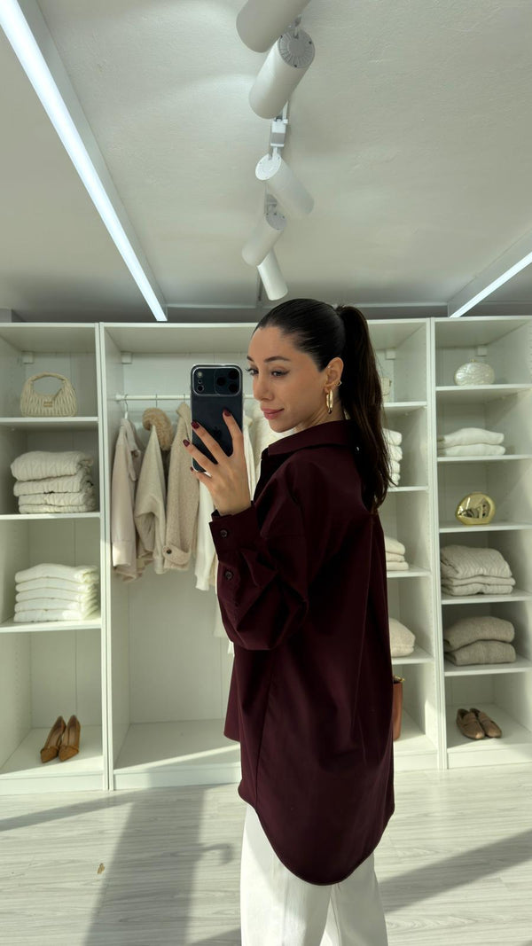 قميص ون سايز خمري