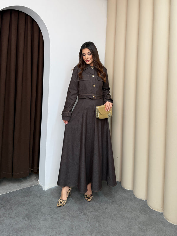 طقم فستان جينز مع جكيت