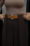 بنطلون بني Classic Pleated Elegance
