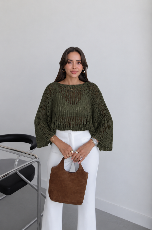 Metallic Open-Knit Sweater