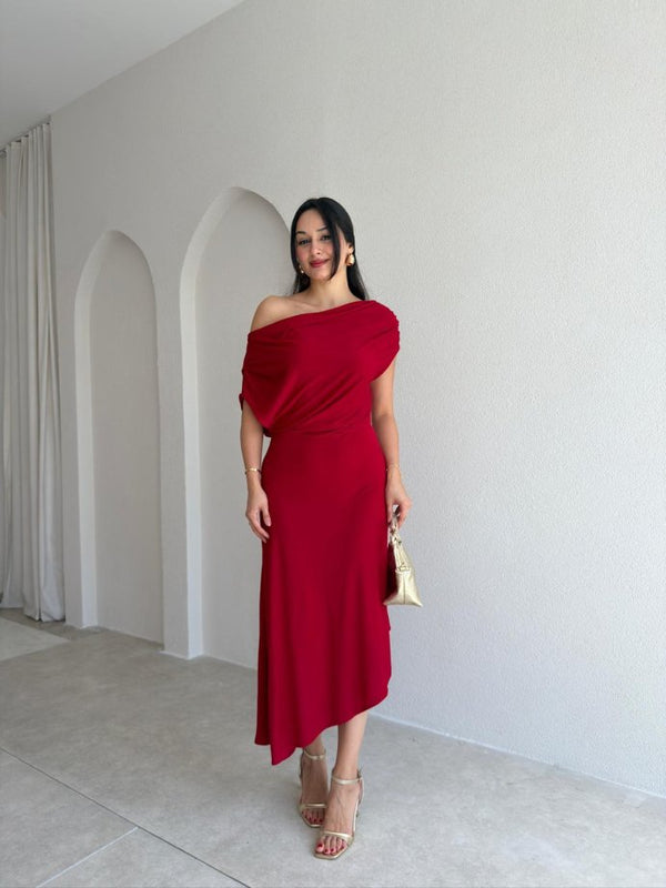 فستان قماش off shoulder
