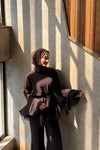 Zeena chiffon set بني
