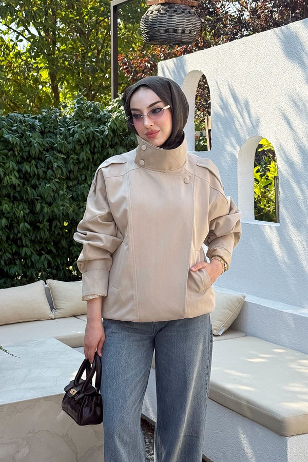 HIGH- COLLAR BOMBER JACKET