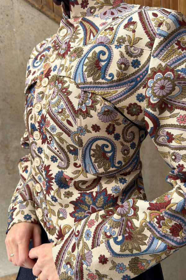 Ethnic Jacquard Quilted Jacket