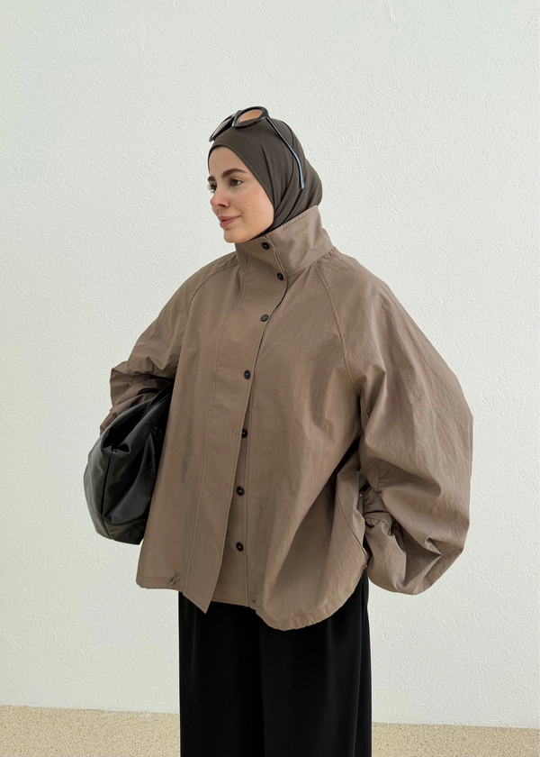 High Neck Long Rain Jacket