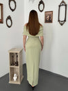 فستان طويل مع شال قابل للفصل