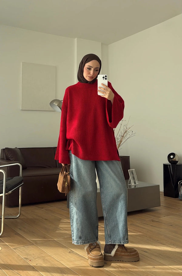Oversized Ribbed Knit Sweater
