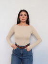 Boat Neck Long Sleeve Top