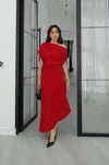 فستان كلاسيكي انيق off shoulder
