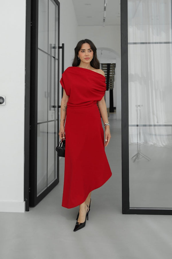 فستان كلاسيكي انيق off shoulder