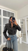 Black High Neck Leather Jacket