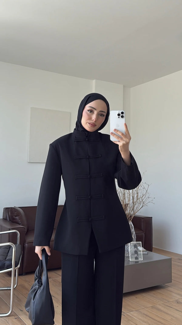 طقم القصة الصينية - اسود ⚫️
