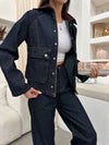 Denim Jeans طقم جينز قبة بني