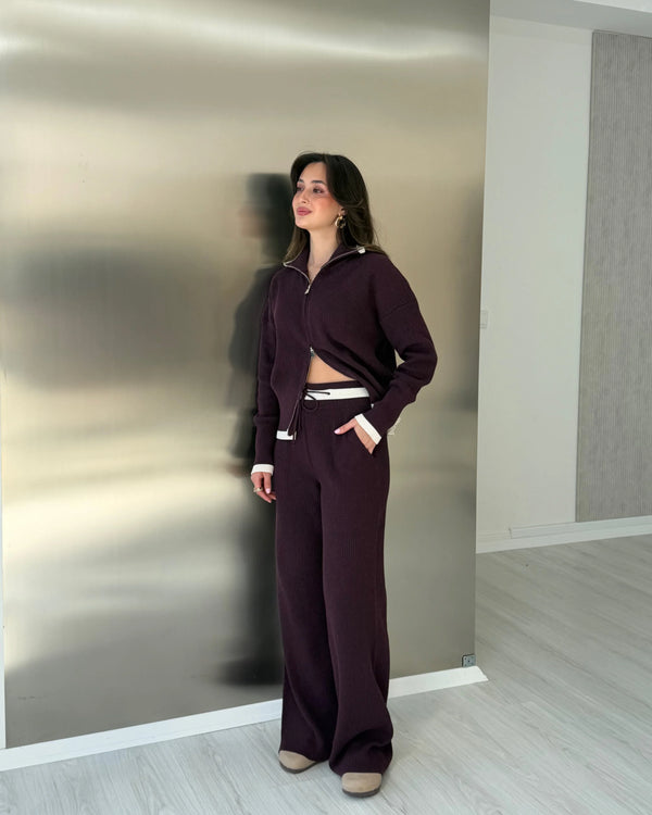 Contrast Trim Knit Set