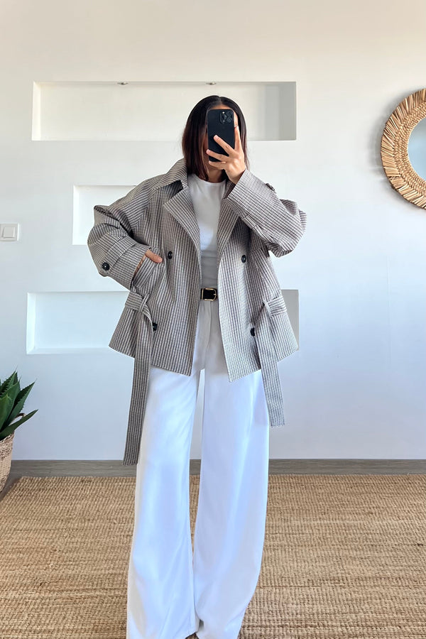 Checked Short Trenchcoat
