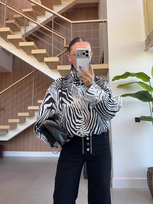 Zebra Bomber Jacket