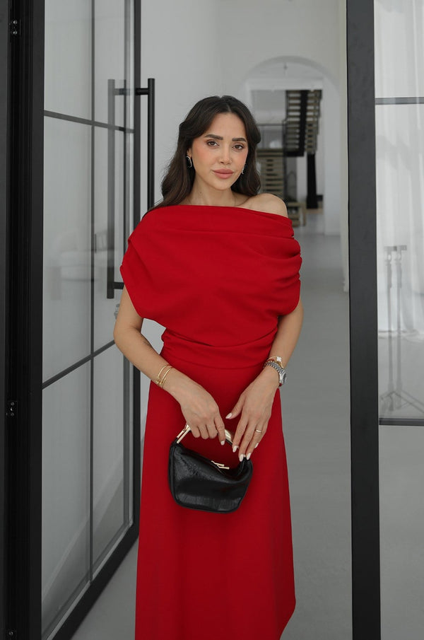 فستان كلاسيكي انيق off shoulder