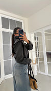 Black High Neck Leather Jacket