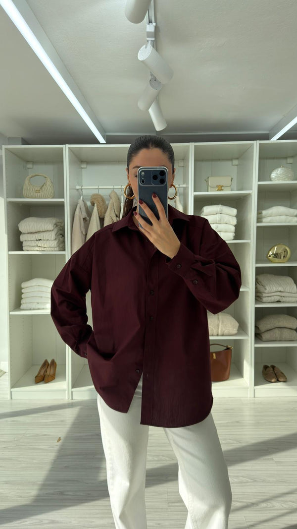 قميص ون سايز خمري