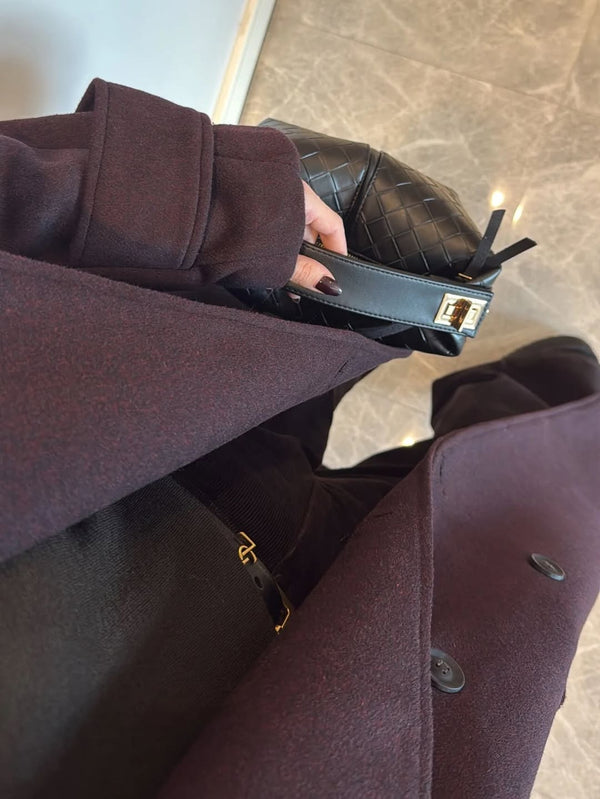 معطف Aurélia طويل باللون العنابي الغامق