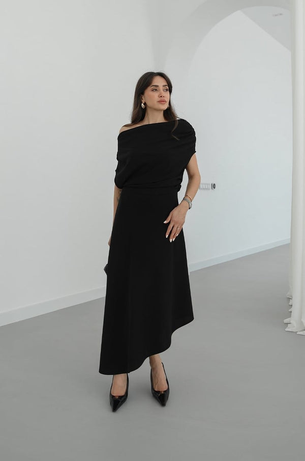 فستان كلاسيكي انيق off shoulder