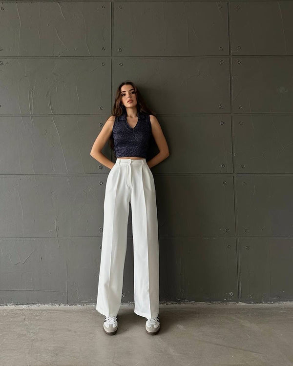 بنطلون قماش عريض