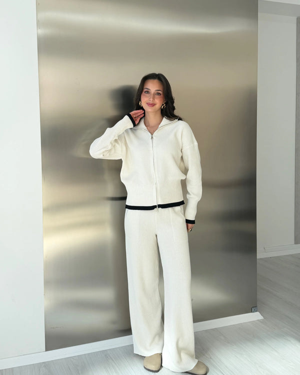 Contrast Trim Knit Set
