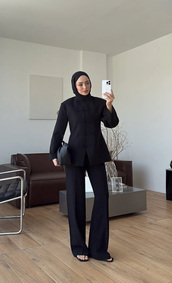 طقم القصة الصينية - اسود ⚫️