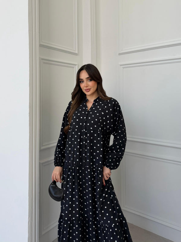 فستان اسود POLKA بأكمام